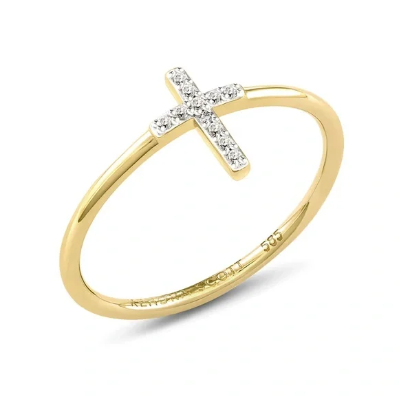 Kendra Scott 14k Gold and Diamond Cross Ring Sz 6 - Picture 2 of 2